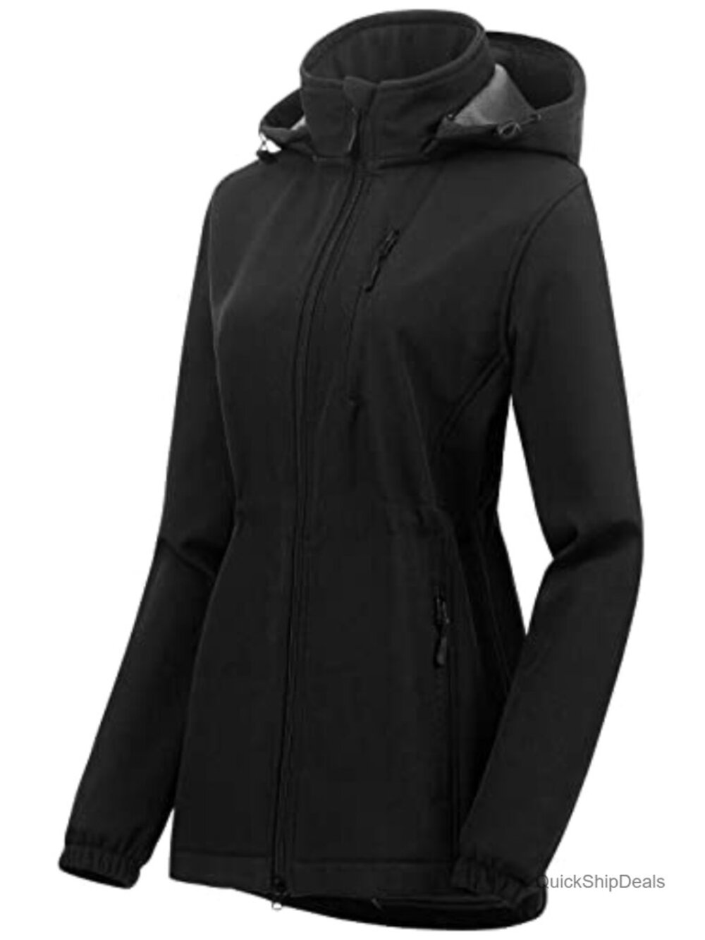 Women's Lightweight Long Softshell Fleece Lined Jacket Anorak Raincoat With